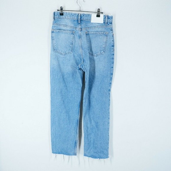 ZARA Womens Size 8 High Rise Acid Wash Straight Leg Jeans 100% Cotton Button Fly - Picture 5 of 6